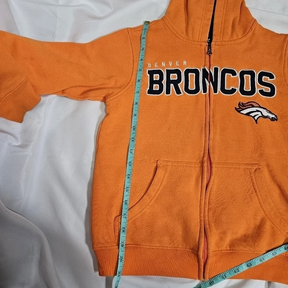 Team Apparel Denver Broncos orange youth sweater front Zipper and pockets